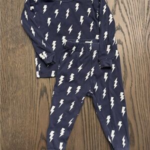 Petit Lem Navy Lightning Bolt Pajama Set 12 mo